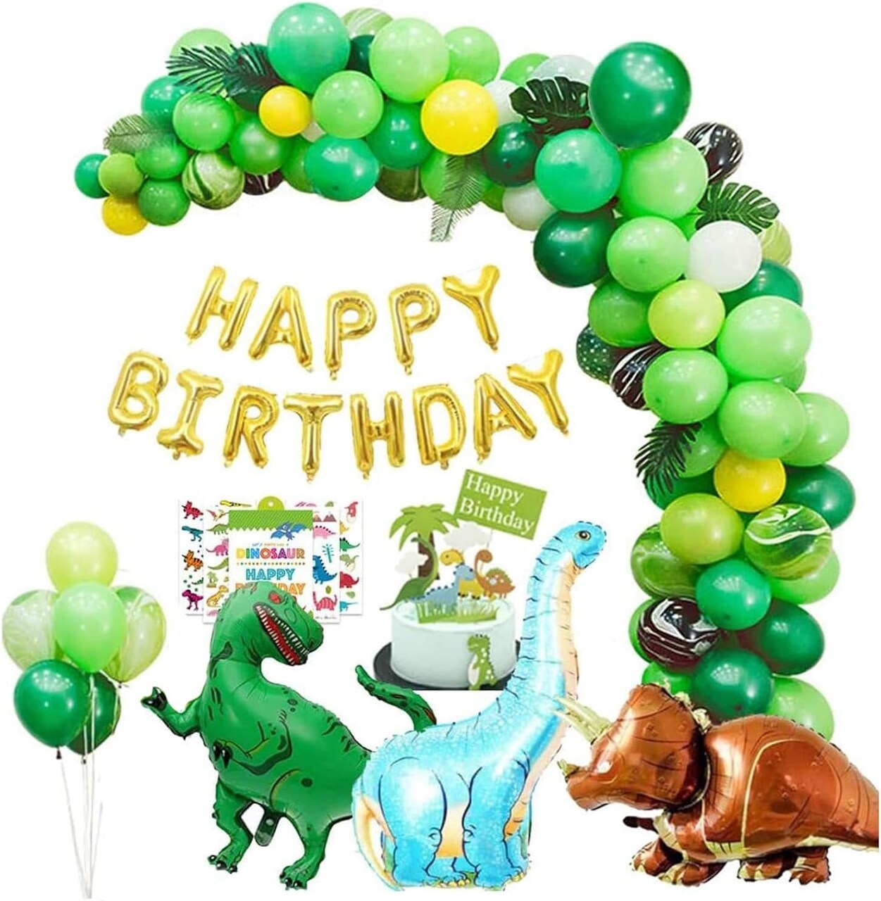 Dinosaur Birthday Party Decorations, Dino Foil Balloons Arch Garland Kit, Happy Birthday Banner for Kids Boys